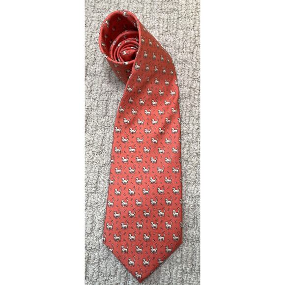 Vineyard Vines Peach Dog Lab Ball FETCH Silk Tie - Picture 2 of 4